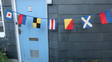 Load image into Gallery viewer, Image showing the nautical signal flags that spell out the word welcome
