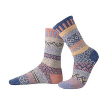 Load image into Gallery viewer, Solmate socks in Mirage. A more muted mix of navy and beige colours.

