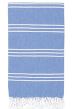 Load image into Gallery viewer, Traditional 100% cotton turkish Hamam towel in Cornflower blue.
