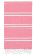 Load image into Gallery viewer, Traditional 100% cotton turkish Hamam towel in pink grapefruit colour.
