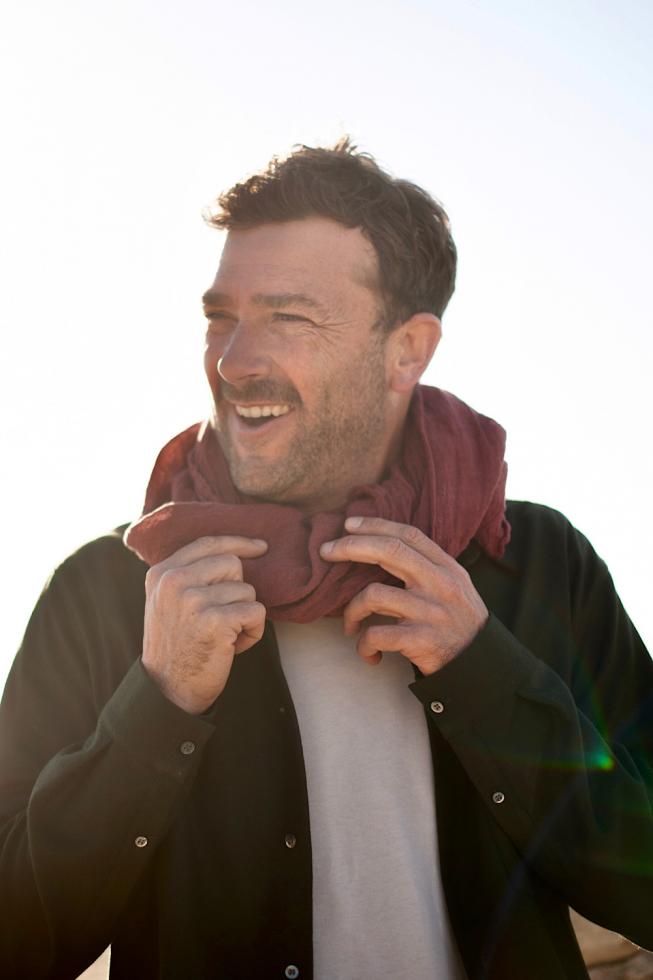 Beautiful dark terracotta red scarf made from pure hemp.