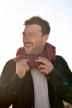 Load image into Gallery viewer, Beautiful dark terracotta red scarf made from pure hemp.
