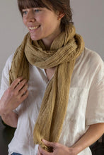Load image into Gallery viewer, Lovely mustard yellow colour scarf, made in France from hemp.
