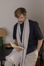 Load image into Gallery viewer, Hemp scarf shown in a slightly off white colour.
