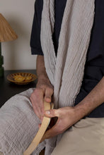 Load image into Gallery viewer, Hemp scarf in a creamy off-white shade.
