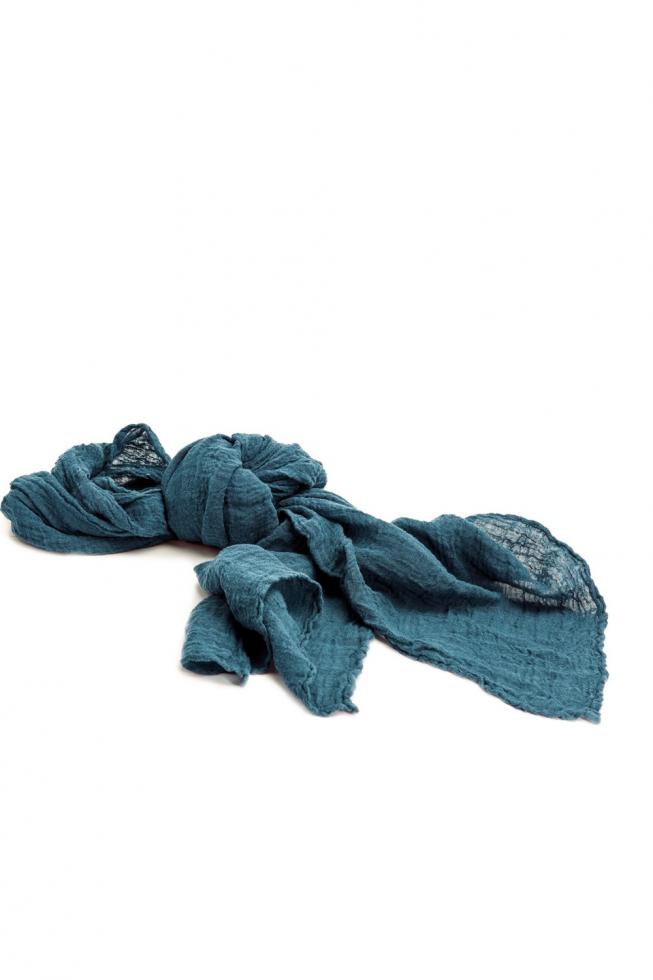 Lovely hemp scarf in a teal blue colour.