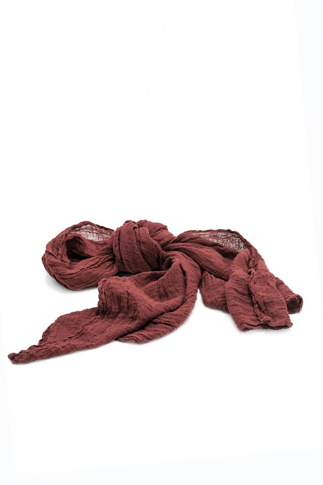 Gorgeous dark terracotta red hemp scarf.