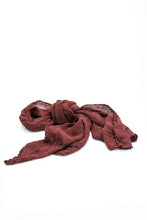 Load image into Gallery viewer, Gorgeous dark terracotta red hemp scarf.
