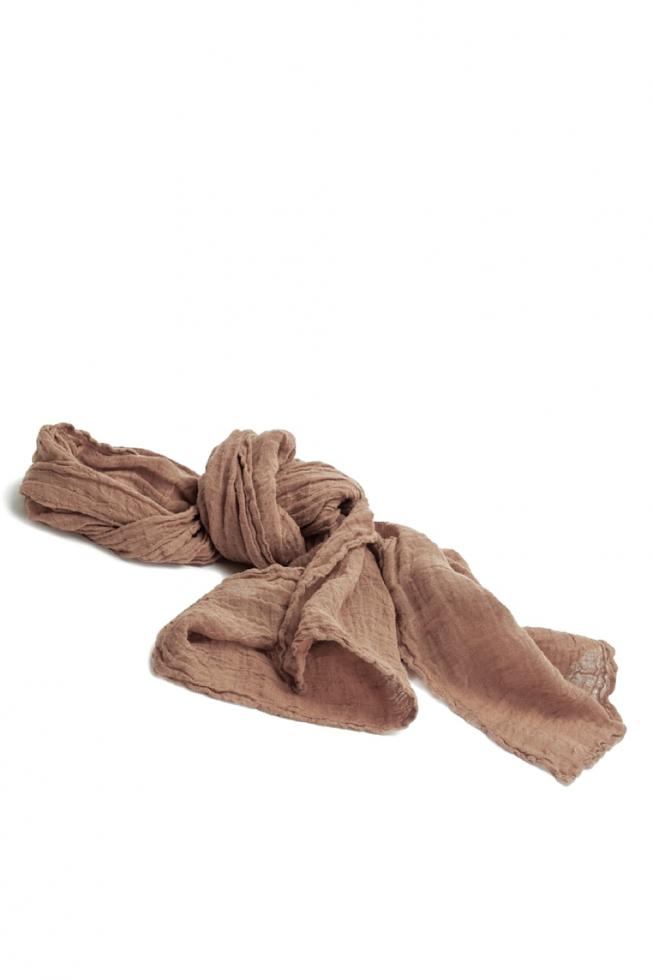 Image of Couleur Chanvre natural hemp scarf in Rose de Sable, a soft terracotta pink.