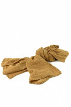 Load image into Gallery viewer, Hemp scarf in cumin colour, a lovely mustard dark yellow.
