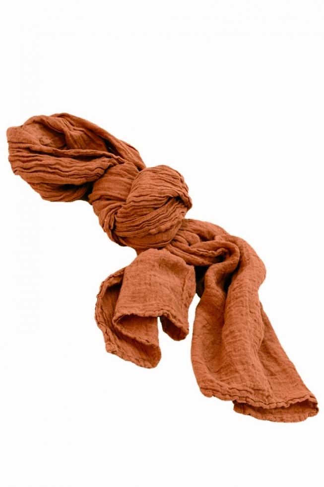 Hemp scarf in a lovely earthy orange colour.