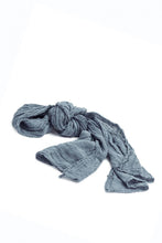 Load image into Gallery viewer, Hemp scarf in a light greyish blue colour.
